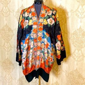 Antique Japanese Kimono Floral Silk Robe